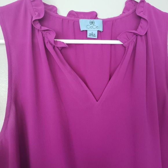 Cece purple ruffle tank top small - Picture 2 of 4